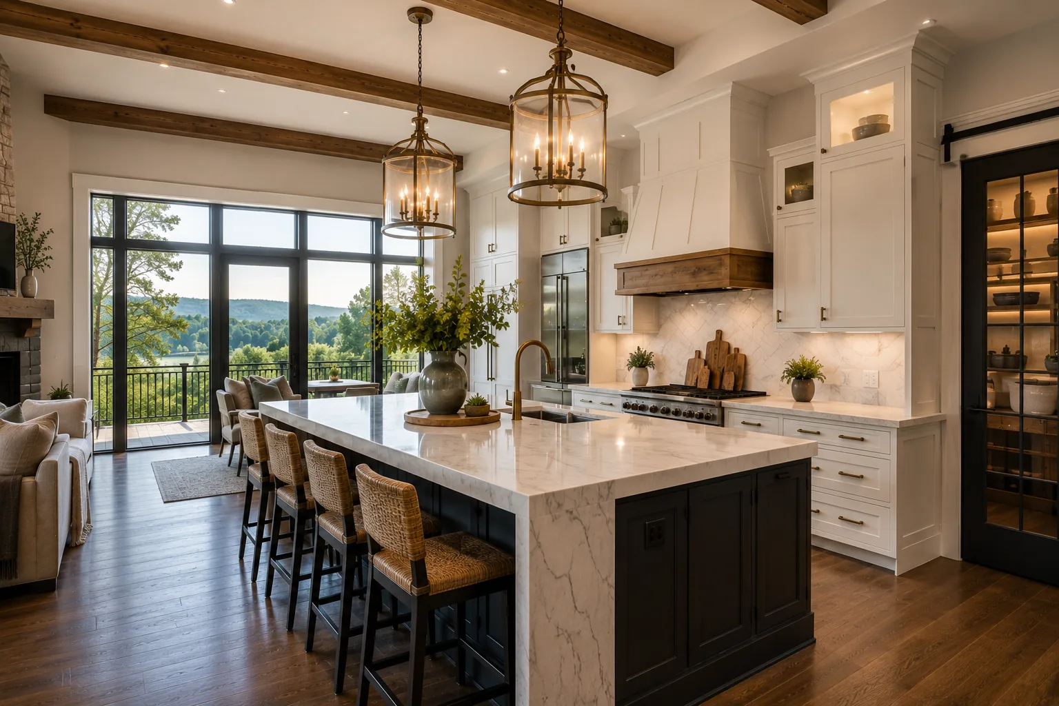 A finished kitchen with new white cabinetry